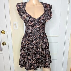 Anthropologie V-Neck Ruffle Sleeve Bubble Dress Size M